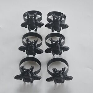 Cast Iron Bumble Bee Black Napkin Rings Set of 6